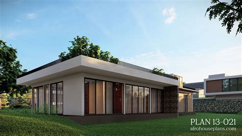 Modern Flat Roof House Plan 13-021 | AfroHousePlans.com