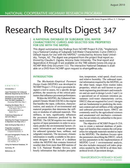 A National Database of Subgrade Soil-Water Characteristic Curves and ...