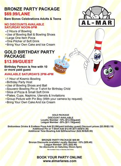 Birthday Party Ideas | Kids Parties | Packages | Al-Mar Lanes | Bowling ...