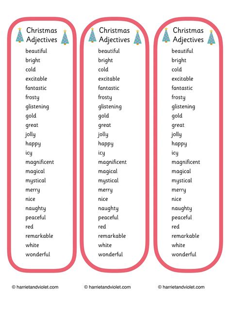 Christmas adjectives word bank - Printable Teaching Resources - Print ...