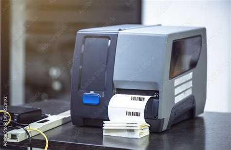 Barcode label printer. Printing Barcode Stock Photo | Adobe Stock