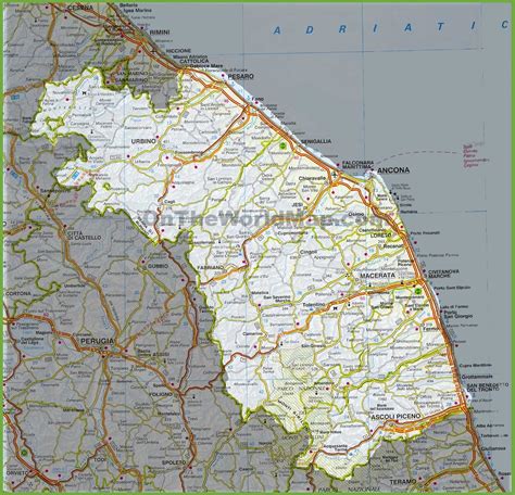 Large detailed map of Marche with cities and towns - Ontheworldmap.com