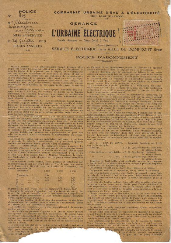 1920 : l'Urbaine Electrique