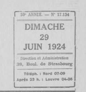 1924 : dimanche 29 juin 