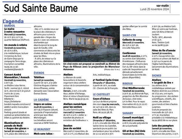 *Agglo Sud Sainte Baume - Agenda de la semaine*