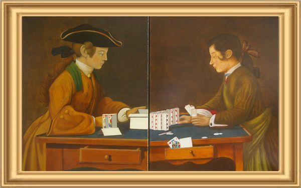 Joueurs de Cartes - 2 Tableaux Huile-P25