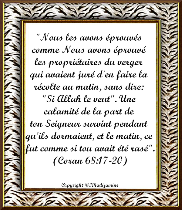 Exégèse de la sourate 68 des versets 17-33