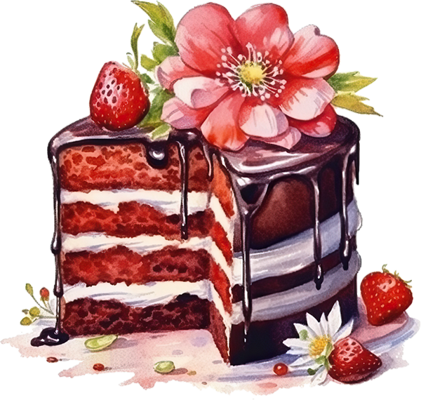 Gâteau aux fraises png, dessin ; Strawberry cake clipart