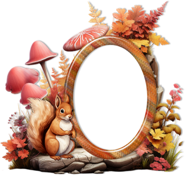 Cadre automne png, écureuil . Fall frame png, squirrel