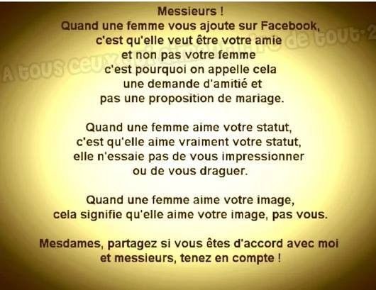 Message aux hommes ...