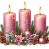 Trois bougies de Noël roses