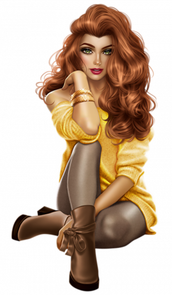 tube_femme_en_Jaune_avec_bottes_marron