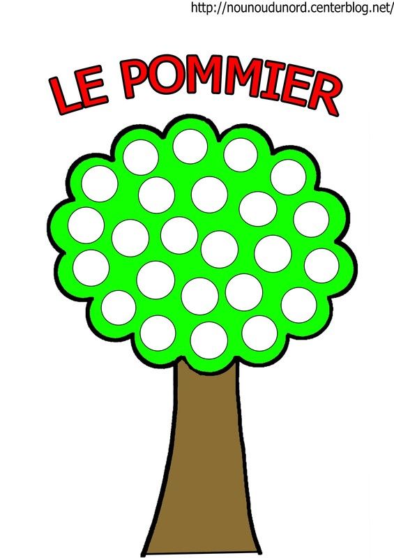 le pommier en couleur pour les gommettes