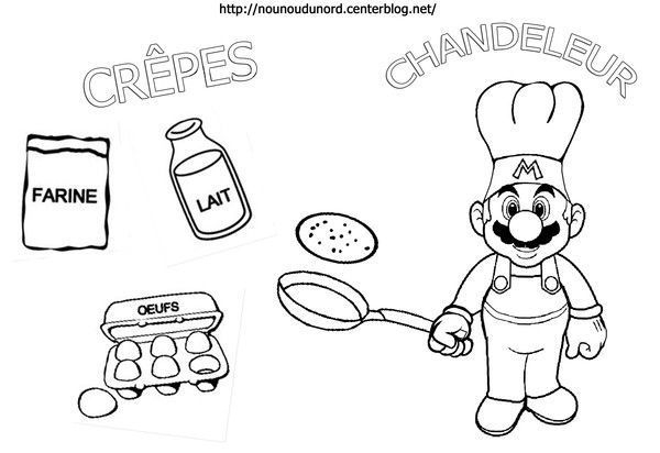 coloriage mario  pour la chandeleur 