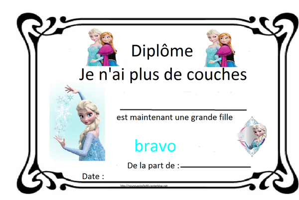 diplôme de la propreté fille