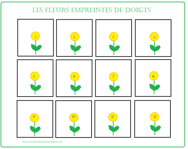 Les fleurs empreintes de doigts de 1 à 12