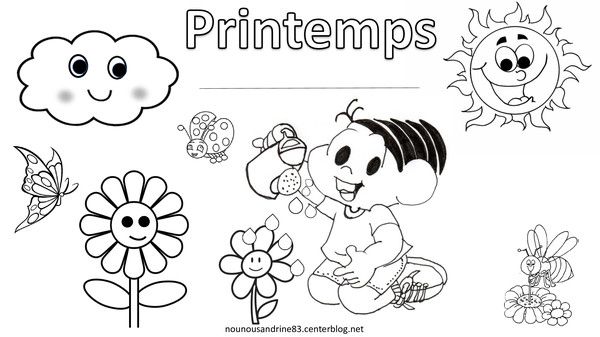 printemps à personnaliser à colorier