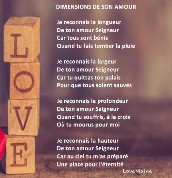 DIMENSIONS DE SON AMOUR