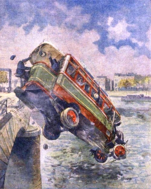 Paris Un Autobus tombe dans la Seine du Pont de l'Archevéché