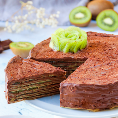 Gâteau de crêpes au kiwi de France