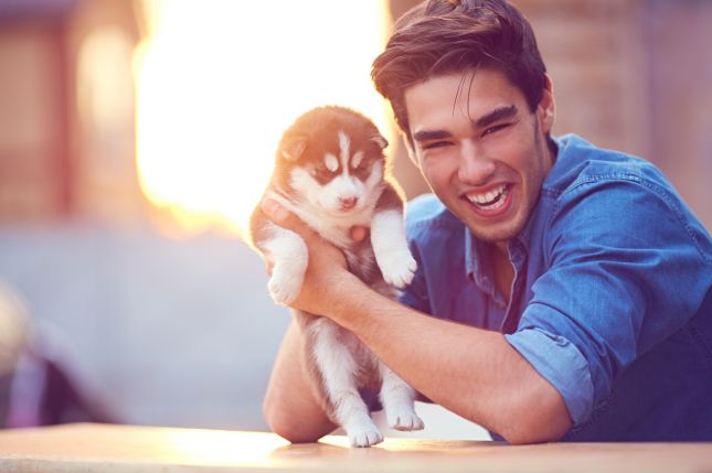 un homme et son chien