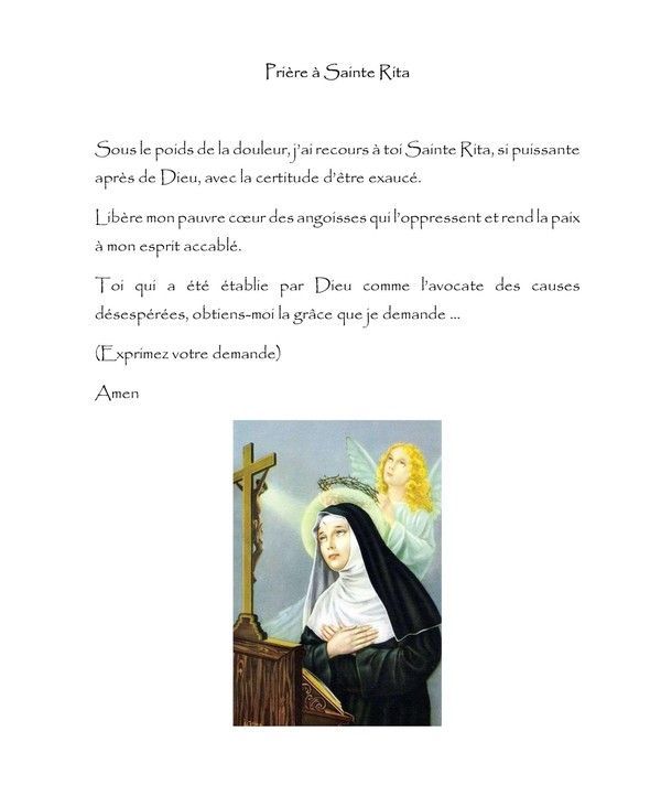 Prière à Sainte Rita