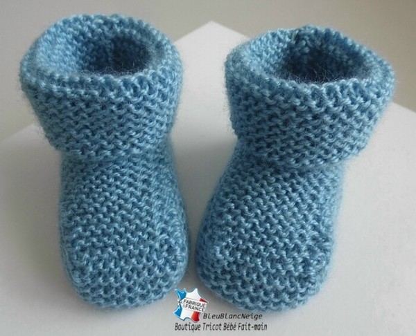 Tricot bébé, CHAUSSONS layette laine bb fait main 