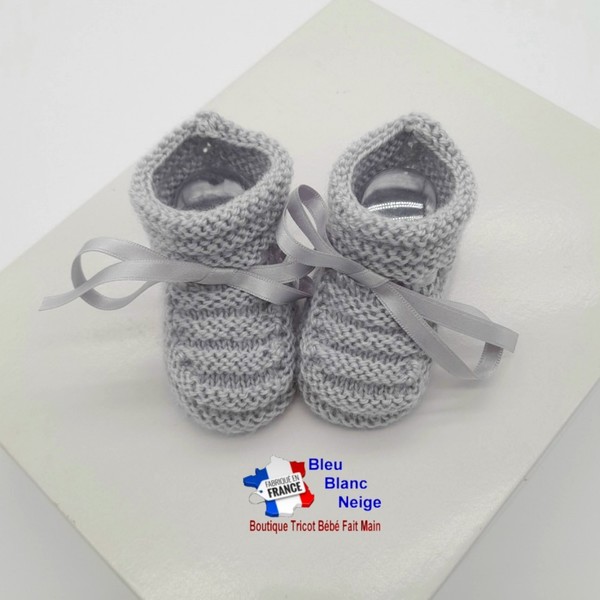 Tricot bébé, CHAUSSONS layette laine bb fait main 