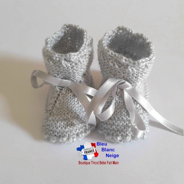 Tricot bébé, CHAUSSONS layette laine bb fait main 