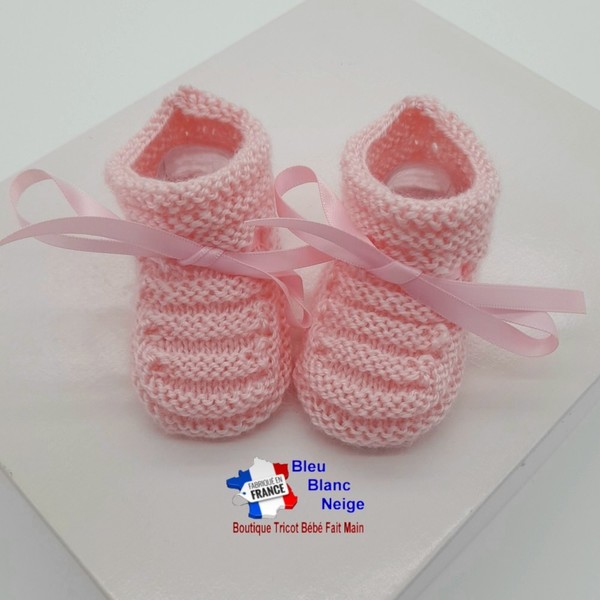 Tricot bébé, CHAUSSONS layette laine bb fait main 