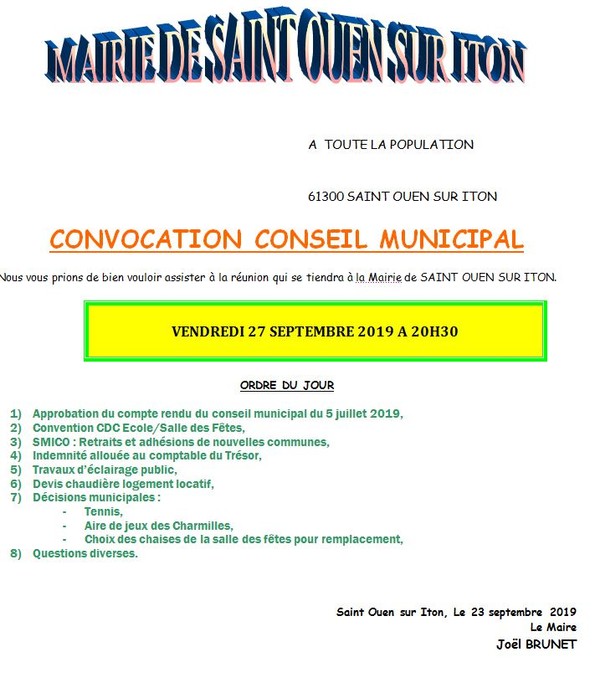 SAINT OUEN SUR ITON - Conseil municipal