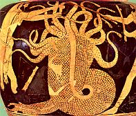 Herakles destroys the Hydra