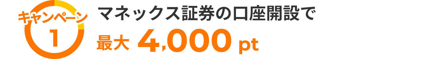 キャンペーン１ マネックス証券の口座開設で最大4,000pt