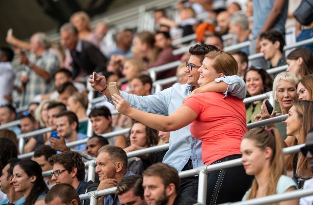 Fans taking selfie at Nascar event