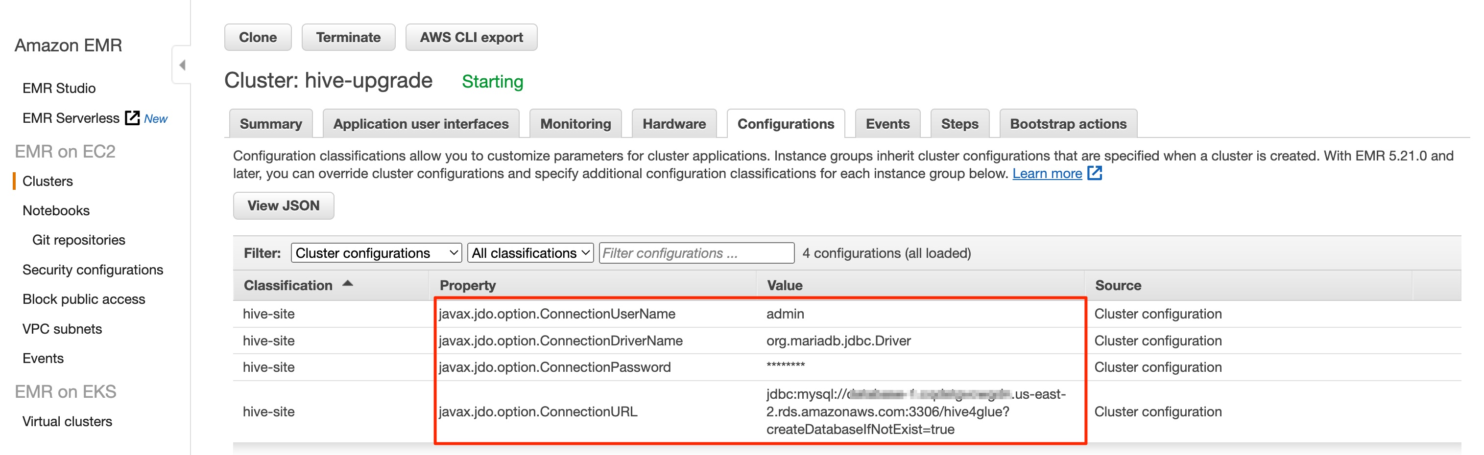 EMR Cosole for Configuration