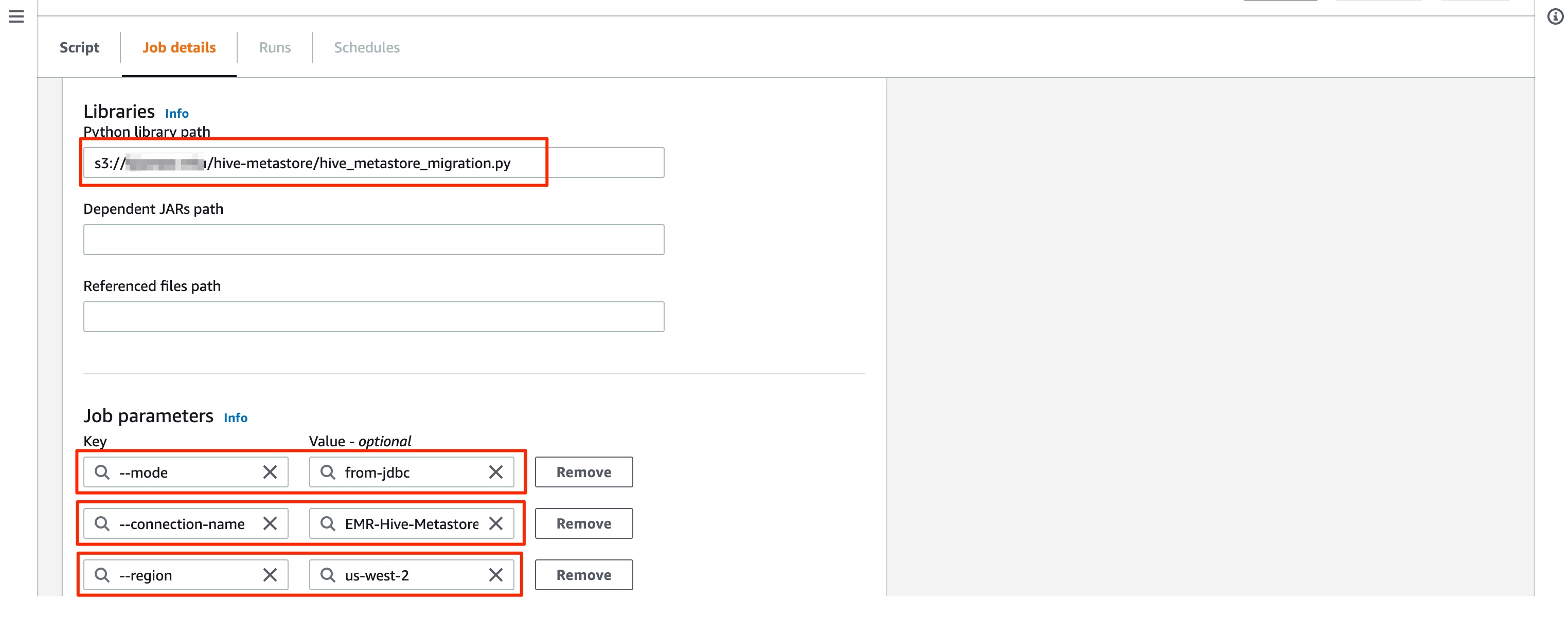 Glue ETL Job details