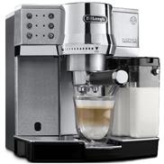 Delonghi Pump Espresso Cappuccino Coffee Maker with Water level Indicator, Automatic Milk System, Self-Priming System, Dirp Tray (EC850, Metallic)