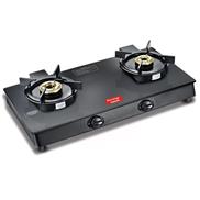 Prestige Svachh Neo Gas Cooktop with Toughened Glass, Liftable Burners, Sturdy Pan Support, Brass Burners (Black)