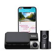 Qubo Smart Dashcam Pro 3K + Rear Cam with Built-in Wi-Fi & GPS | Dual Channel Recording | Night Vision (Black)