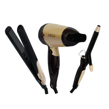 buy Vega  Versatile Styling Set with 2 Speed Settings, Removable End Cap, Ceramic Coated Plates, Black (VHSS03) :Vega