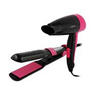 Vega Miss Perfect Hair Styling Set with 2 Heat Settings, Ceramic Coated Plates, Black (VHSS01)