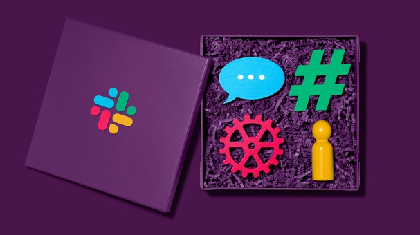 Slack icons in box representing working in Slack