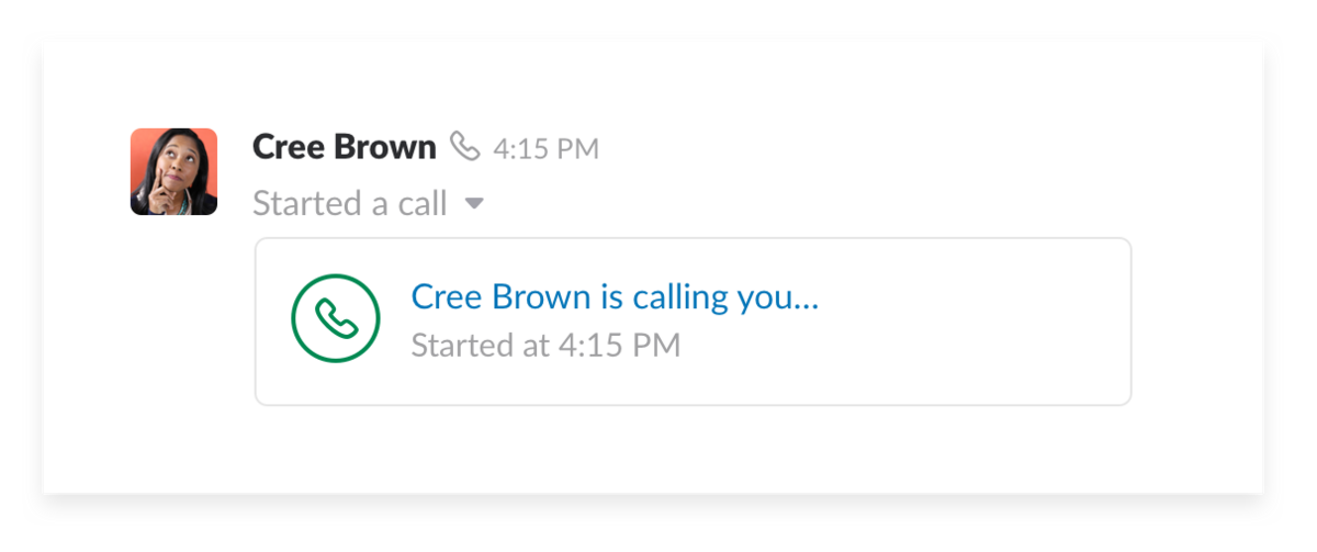 A video call in Slack