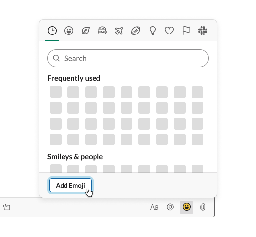 A grayscale version of the Slack emoji picker