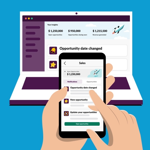 Slack Sales Elevate on mobile and laptop