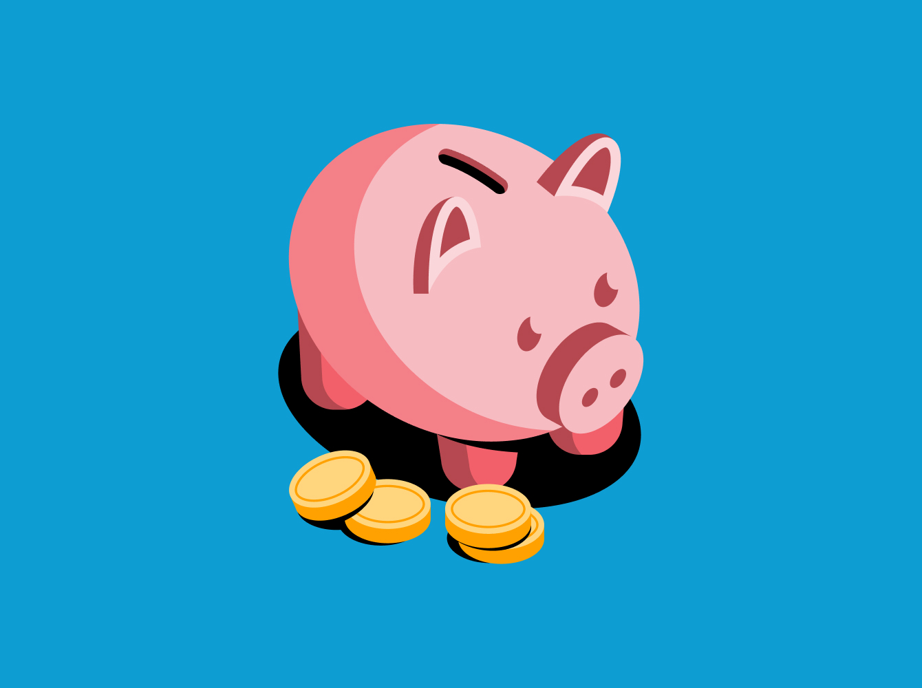 Illustrated image of a piggy bank next to a few coins representing unrealised value.