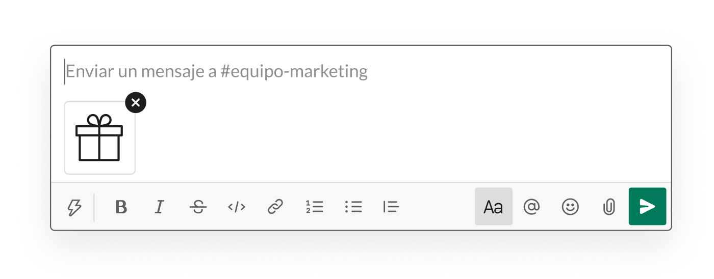 Subir una imagen de un regalo en un mensaje de Slack