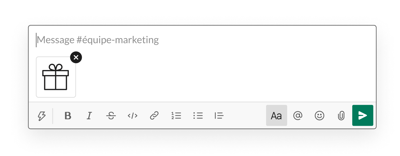 Importation d’une image de cadeau dans un message Slack