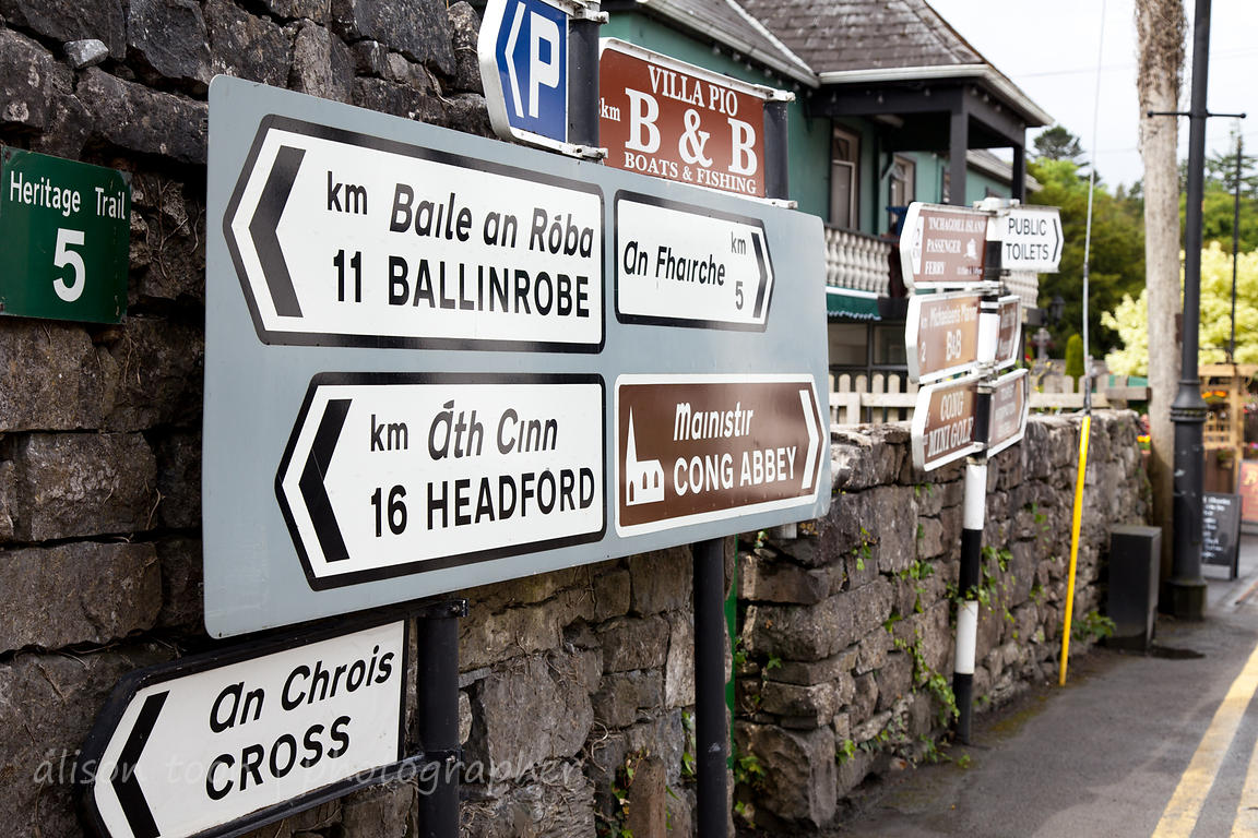 Bilingual road sign, Ireland