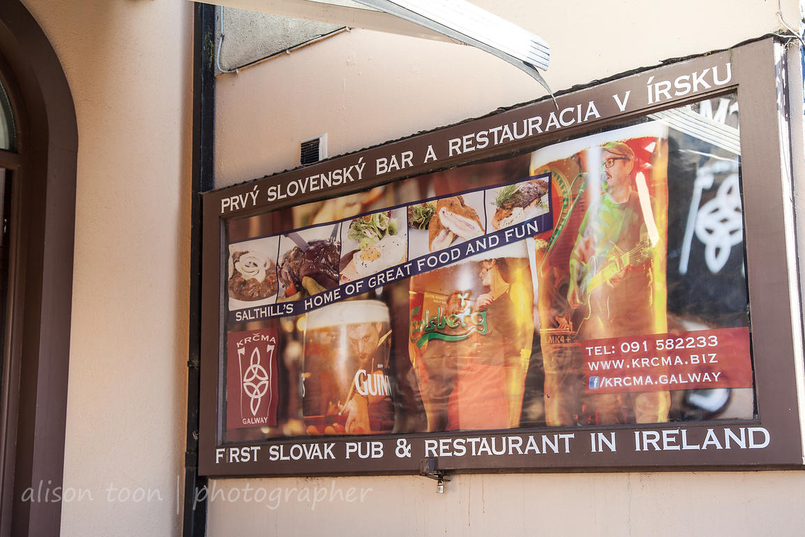 Sign for Slovak pub and restaurant, Salthill, Ireland